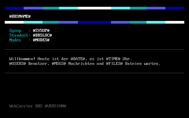 Vorlage für den Begrüßungsbildschirm einer Mailbox, gezeichnet mit WAnsiDraw.