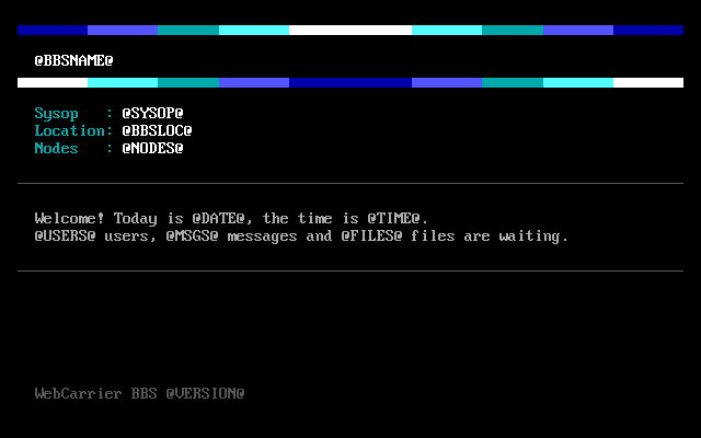 Template for the welcome screen of a BBS, drawn with WAnsiDraw.